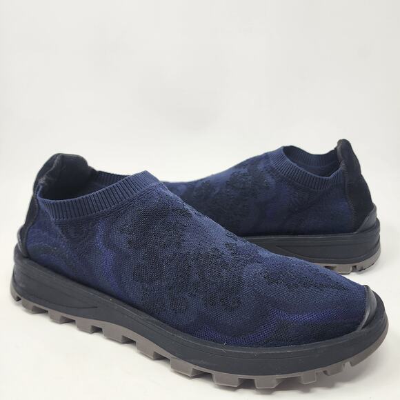 ETRO Knit Sneakers Men 10 Blue Jacquard Pattern, Sock Style Low Top Made Italy - Picture 3 of 13